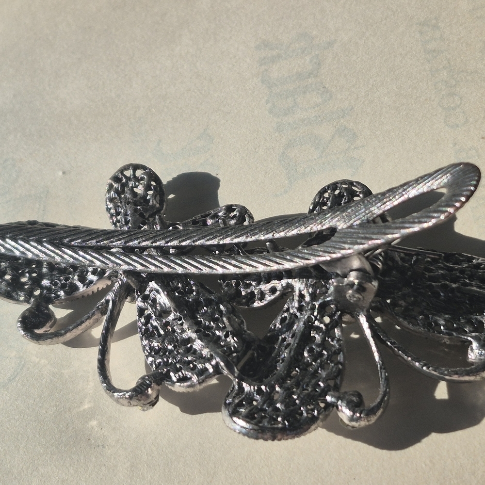 Silver Filigree Butterfly Hair Clip - Picture 8 of 8